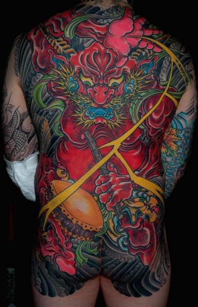 Tatuaje Japoneses Espalda Demonio Culo por Iron Age Tattoo