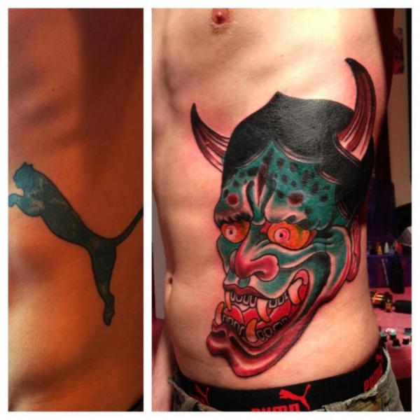 Side Japanese Demon Tattoo by Iron Age Tattoo