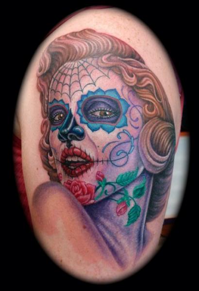 Tatouage Crâne Mexicain par Jon Dredd