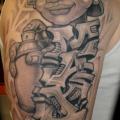 Shoulder Lettering Character tattoo by Jon Dredd