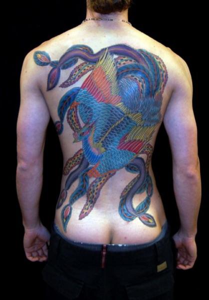 Tatuaje Japoneses Espalda Fénix por JP Rodrigues