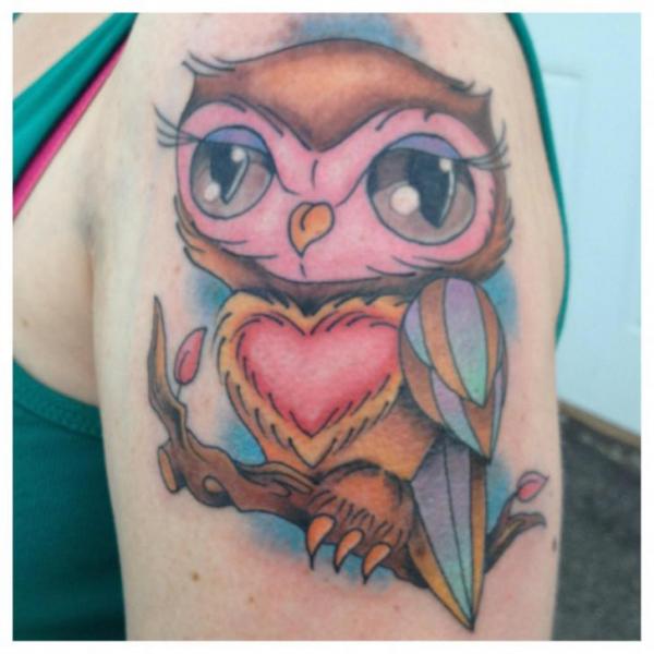 Shoulder Fantasy Owl Tattoo by Liquid Chaos Tattoos