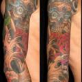 Arm New School Totenkopf tattoo von Belly Button Tattoo Shop
