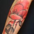 Arm Flower Water Color Poppy tattoo by Belly Button Tattoo Shop