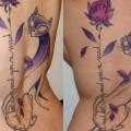 tatuaje Fantasy Flor Espalda Gato por Belly Button Tattoo Shop