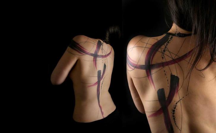 Shoulder Back Abstract Tattoo by Belly Button Tattoo Shop