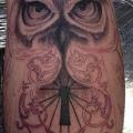 Arm Owl tattoo by Lucky Bamboo Tattoo