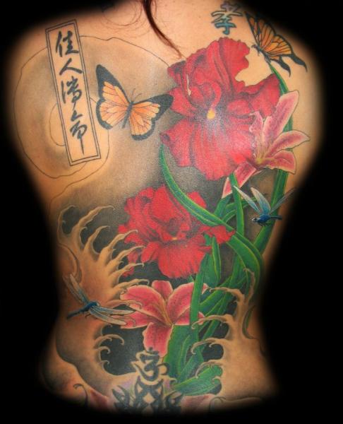 Tatuaggio Fiore Giapponesi Schiena Paesaggio di Lucky Bamboo Tattoo