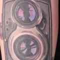 Arm Realistic Camera tattoo by Lucky Draw Tattoos