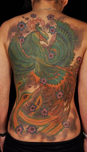 Tatuagem Japonesas Costas Fénix por Matthew Hamlet Tattoo