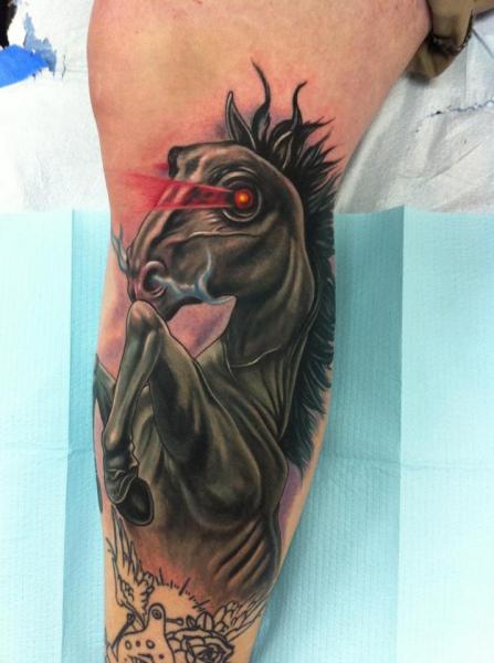 Fantasy Leg Horse Tattoo by Mike DeVries Tattoos