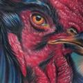 Realistic Leg Rooster tattoo by Mike DeVries Tattoos