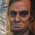 Realistic Lincoln Thigh tattoo by Mike DeVries Tattoos