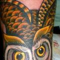 Arm Old School Owl tattoo by Memorial Tattoo