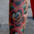 Arm Old School Rose tattoo by Nightmare Studio