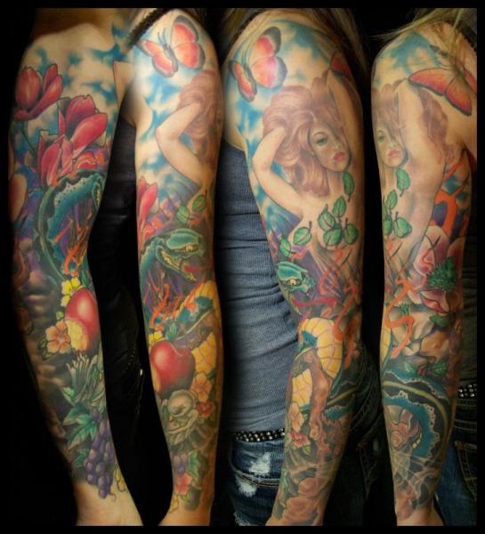 Shoulder Arm Women Tattoo by Nightmare Studio