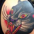 Shoulder Old School Panther tattoo by NY Adorned