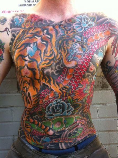Tatuaje Pecho Japoneses Tigre Vientre por Obscurities Tattoo
