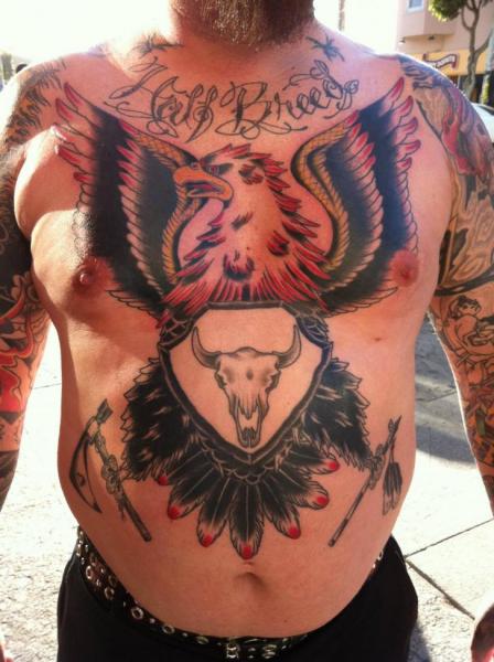 Chest Old School Eagle Belly Tattoo by Obscurities Tattoo