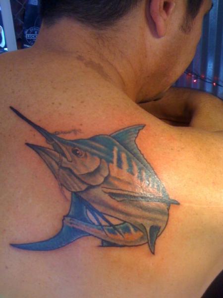 Shoulder Swordfish Tattoo by Paradise Tatto