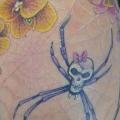 Shoulder Flower Spider Web tattoo by Pattys Artspot