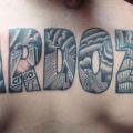 Lettering Back Fonts tattoo by Pino Bros Ink