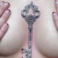 Realistic Breast Key tattoo by Pino Bros Ink