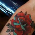 Arm Old School Flower tattoo by Pino Bros Ink