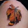Realistic Side Leaf tattoo by Pino Bros Ink