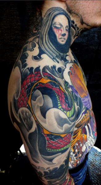 Shoulder Fantasy Neck Tattoo by Plurabella Tattoo