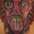 tatuaje Brazo Old School Diablo por Proton Tattoo