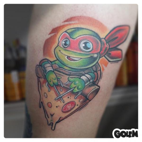 Персоонаж Пицца Черепашки Ниндзя татуировка от Golem Tattoo