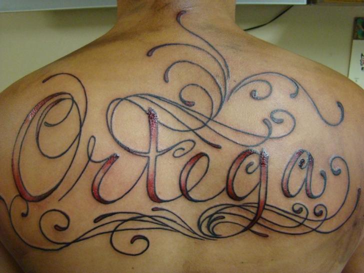 Lettering Back Name Fonts Tattoo by Animated World Tattoo