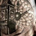 Clock Finger Hand Big Ben tattoo by Club Tattoo