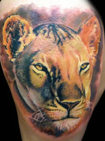 Realistic Lion Tattoo by Club Tattoo