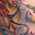 Fantasy Nurse Thigh tattoo by Seppuku Tattoo
