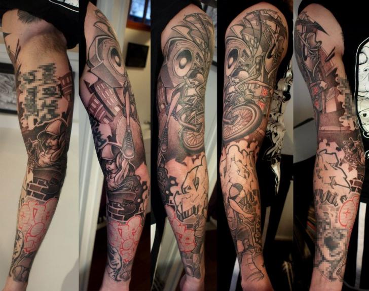 Tatuaje Brazo Murales por Dimitri Tattoo