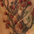 tatuaje Flor Espalda Cereza por Dimitri Tattoo