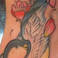 Old School Swallow Foot tattoo by Dimitri Tattoo