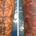Arm Realistic Flower Cover-up tattoo by The Blue Rose Tattoo