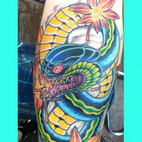 New School Snake Tattoo by The Blue Rose Tattoo