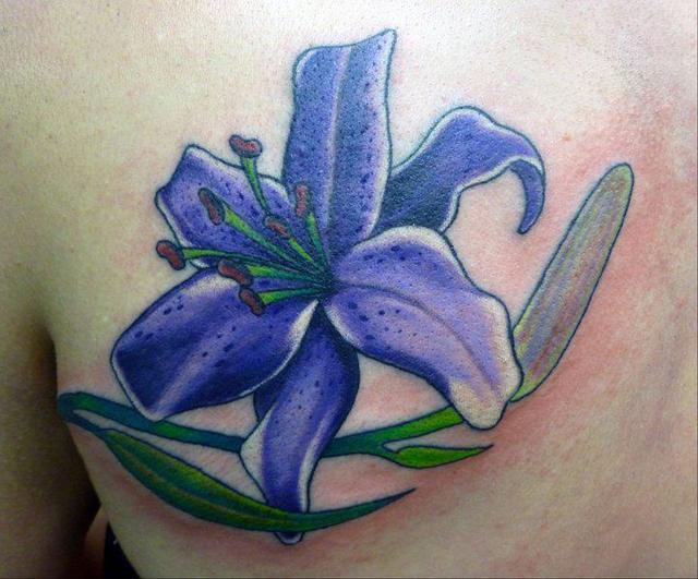 Shoulder Realistic Flower Tattoo by The Blue Rose Tattoo