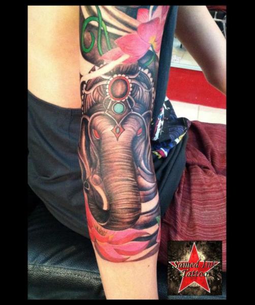 รอยสัก แขน ช้าง โดย Samed Ink Tattoos