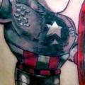 tatuaje Fantasy Capitán América por Bubblegum Art