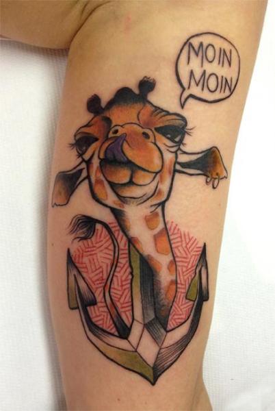 Tatuaż Fantasy Kotwica Żyrafa przez Bubblegum Art