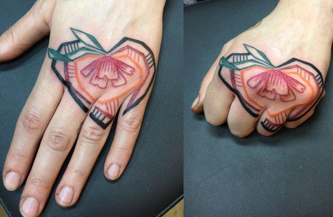 Finger Heart Hand Tattoo by Bubblegum Art