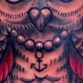Old School Owl tattoo by Bubblegum Art