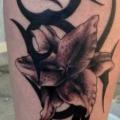 Calf Flower Tribal tattoo by Andys Tattoo