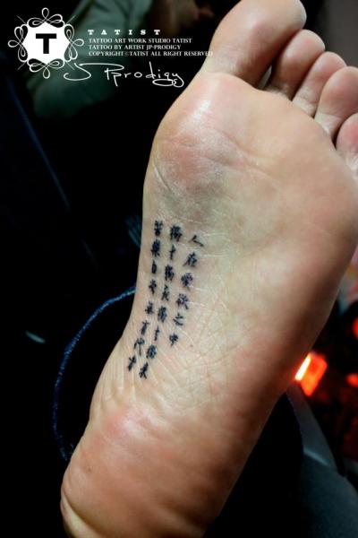 Tatuaje Pie Letras Fuentes por Tatist Tattoo
