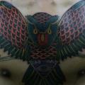 Chest Old School Owl tattoo by Tattoo Korea